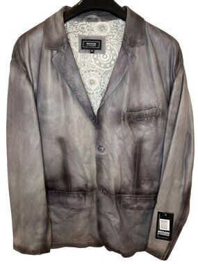 Missani Le Collezioni Antique Lambskin Blazer Men's Sz 2X Gray Leather $599 NWT
